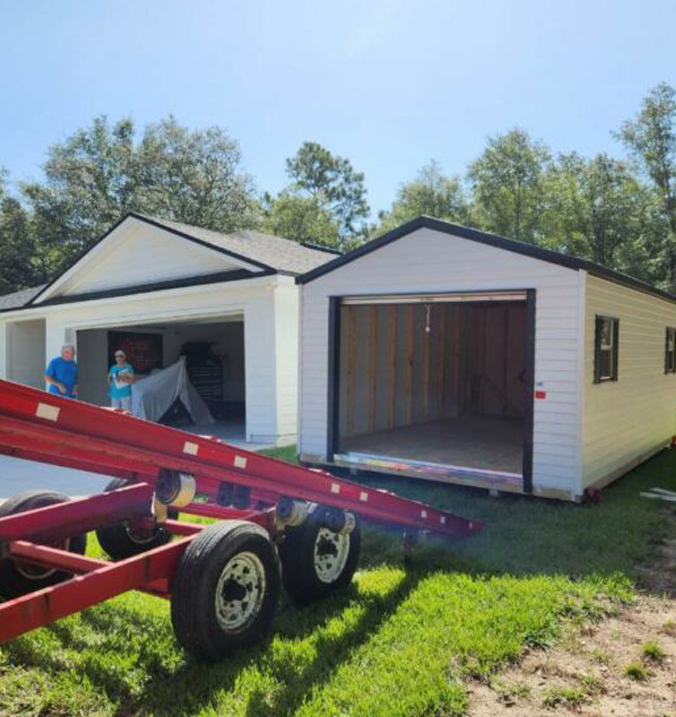Shed being installed