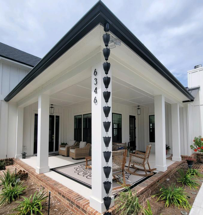 Rain Chain hanging from gutters